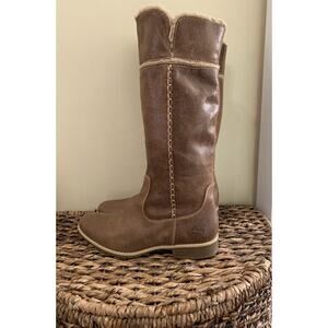 Timberland Womens Shoreham Size 9 25669M Fold Down Tall Leather Boots Brown